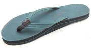 Rainbow Sandals Women's Single Layer Leather Narrow Strap Premier Turquoise Black